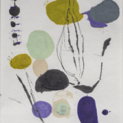 Tracey Adams - 0125.16(purple), encaustic and ink on Shikoku, 19x12.5, 2019