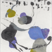 Tracey Adams - 0126.17(blue, black, gray), encaustic and ink on Shikoku, 19x12.5, 2019