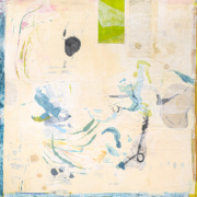 Tracey Adams - Tending Toward Silence, encaustic and collage on panel, 45x45, 2019