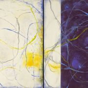 Tracey Adams - Tangle, Encaustic and oil on panel, 18×36, 2021