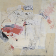 Tracey Adams - The Roots are Riotous, Collage, encaustic, charcoal and ink on panel, 36×36, 2021