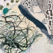 Tracey Adams - 14.07.21 - Collage, Encaustic, Ink on Illustration Board, 13x10, 2021