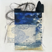 Tracey Adams - Night Tangle 5, collage, encaustic, charcoal & ink on board, 15×10, 2022