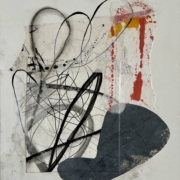 Tracey Adams - Collage, encaustic, charcoal and ink on board 12.75x10 2022