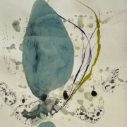 Tracey Adams - Sit, Be Still and Listen, encaustic and ink on Rives lightweight, 13×9.5, 2022