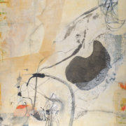 Tracey Adams - The Key to Change is to Let Go of Fear, Collage, Encaustic, Charcoal and Ink on Panel, 40 x 30, 2022