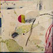 Tracey Adams - Infinite Breath , Collage and Encaustic on Panel, 24×24, 2023