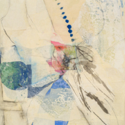Tracey Adams - Yugen, Collage, Encaustic ,ink, Charcoal and Acrylic on panel, 40×30, 2023