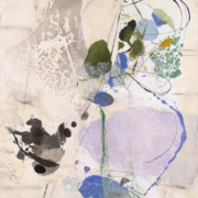 Tracey Adams - Komorebi, Collage, Encaustic, and ink on panel, 40×30, 2025