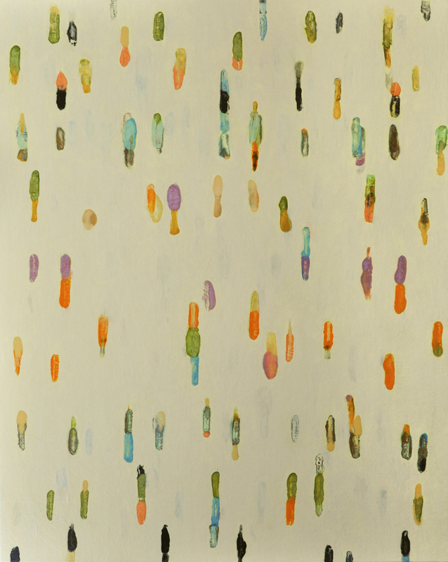 Lumenis 8, encaustic monotype and acrylic glazes on panel, 48x39